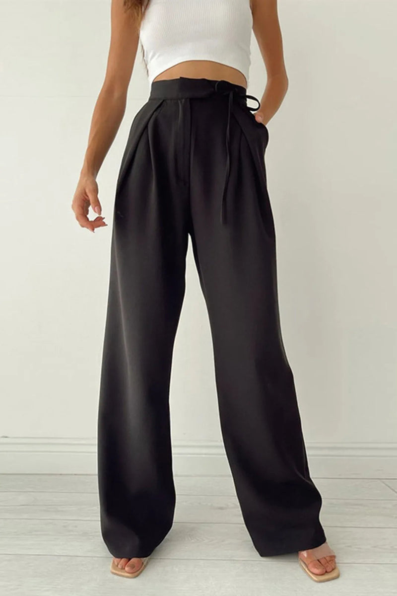 Juno Beige Palazzo Tied Wide Leg Pants