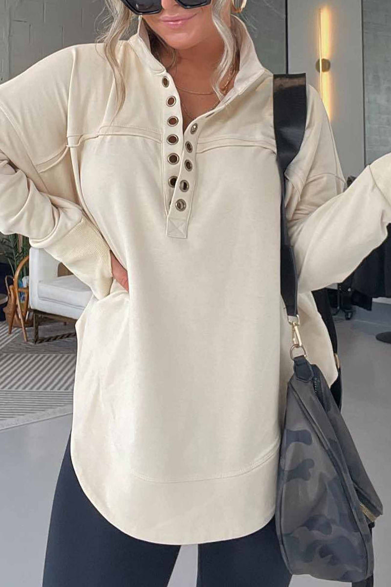 Button Up Long Sleeve Sweatshirt