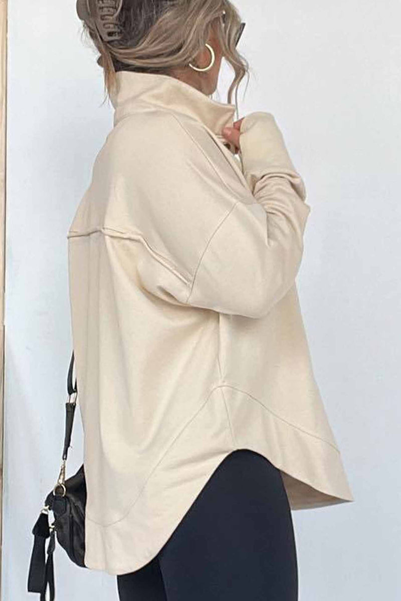 Button Up Long Sleeve Sweatshirt