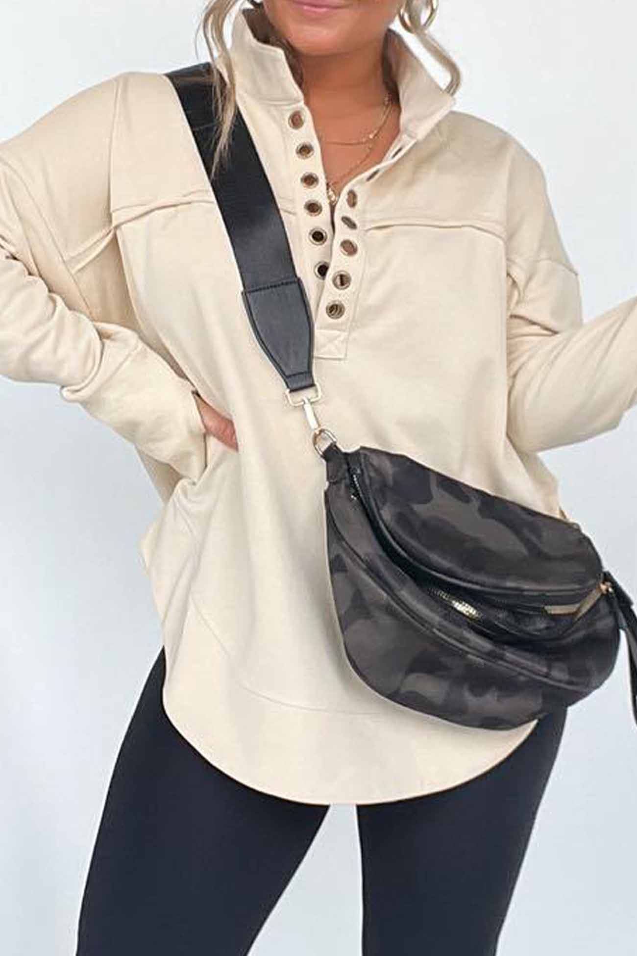 Button Up Long Sleeve Sweatshirt