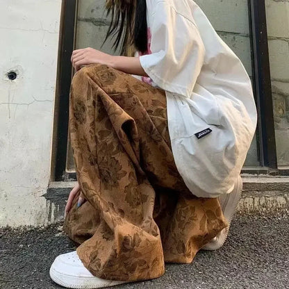 Corduroy Print High Waist Jogger Pant