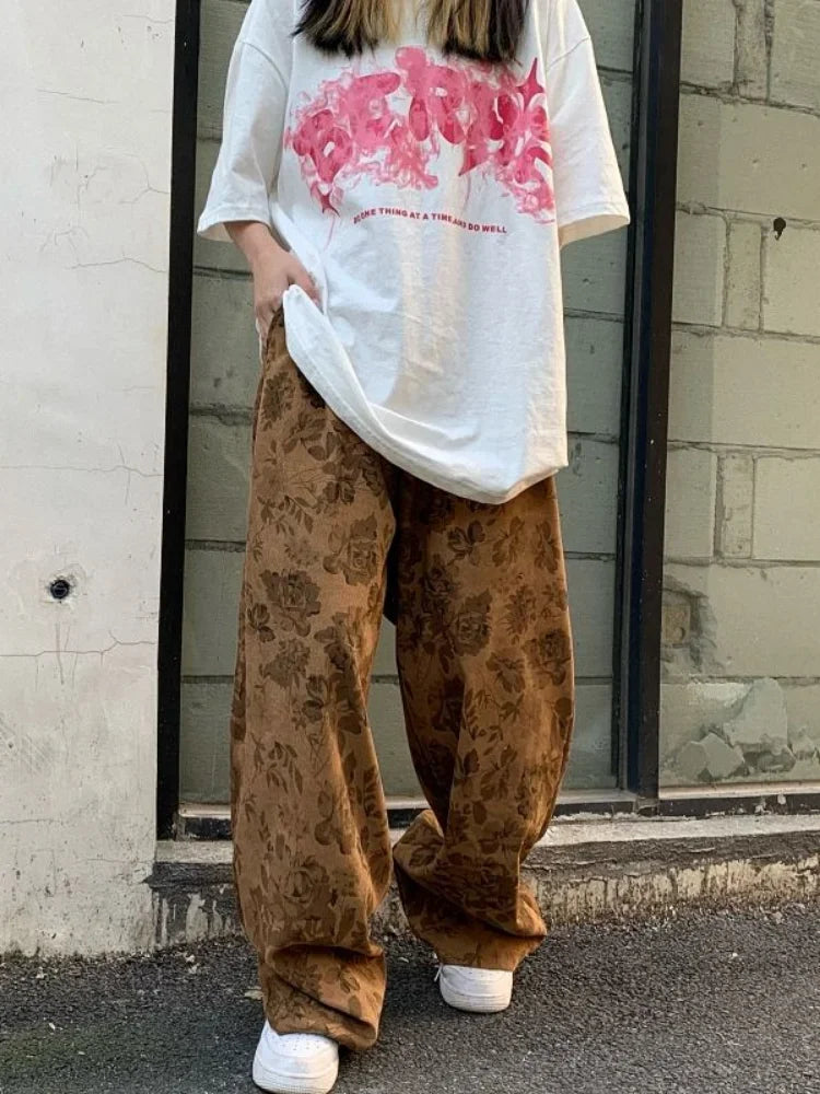 Corduroy Print High Waist Jogger Pant