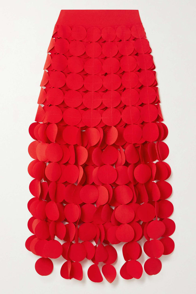 Katelyn Fringe Midi Skirt - Red