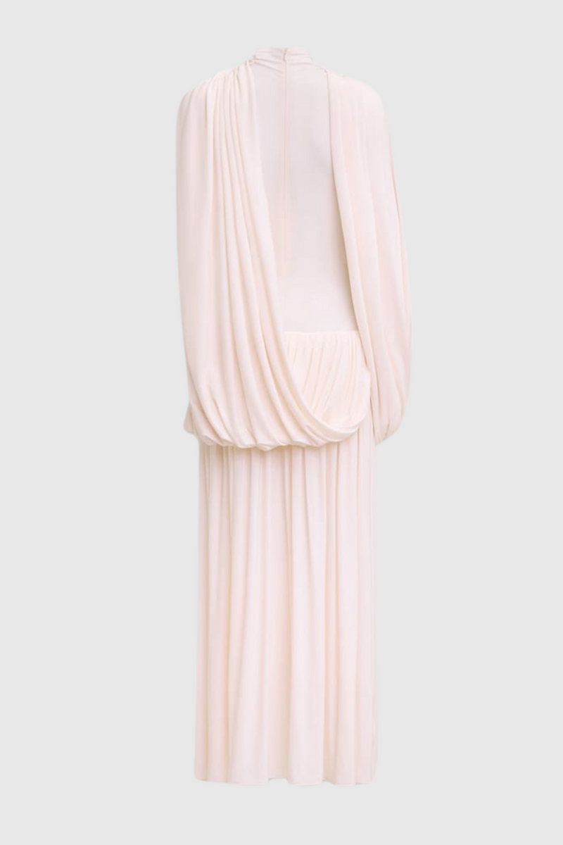 Katey Asymmetric Cape Draped Midi Dress