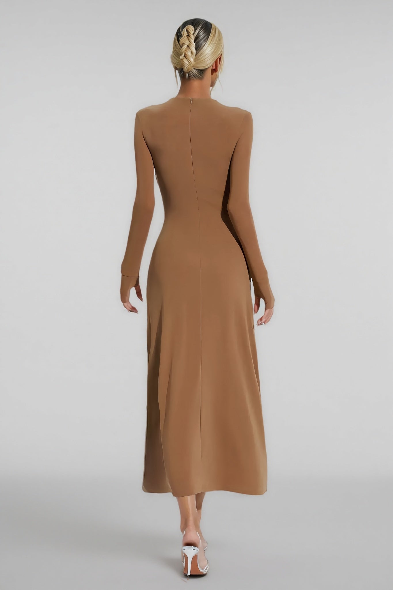 Ilana Colour Strappy Maxi Dress-brown