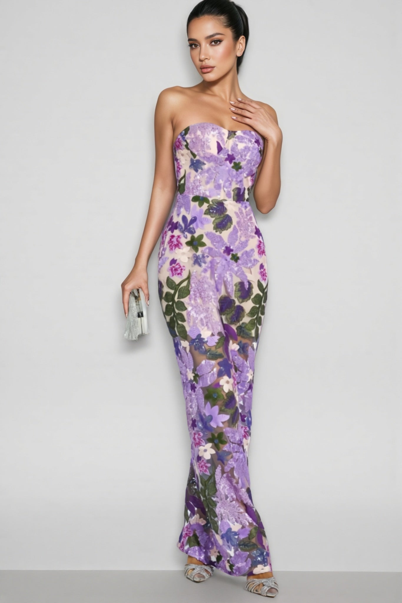 Rinia Sequin Maxi Dress-purple