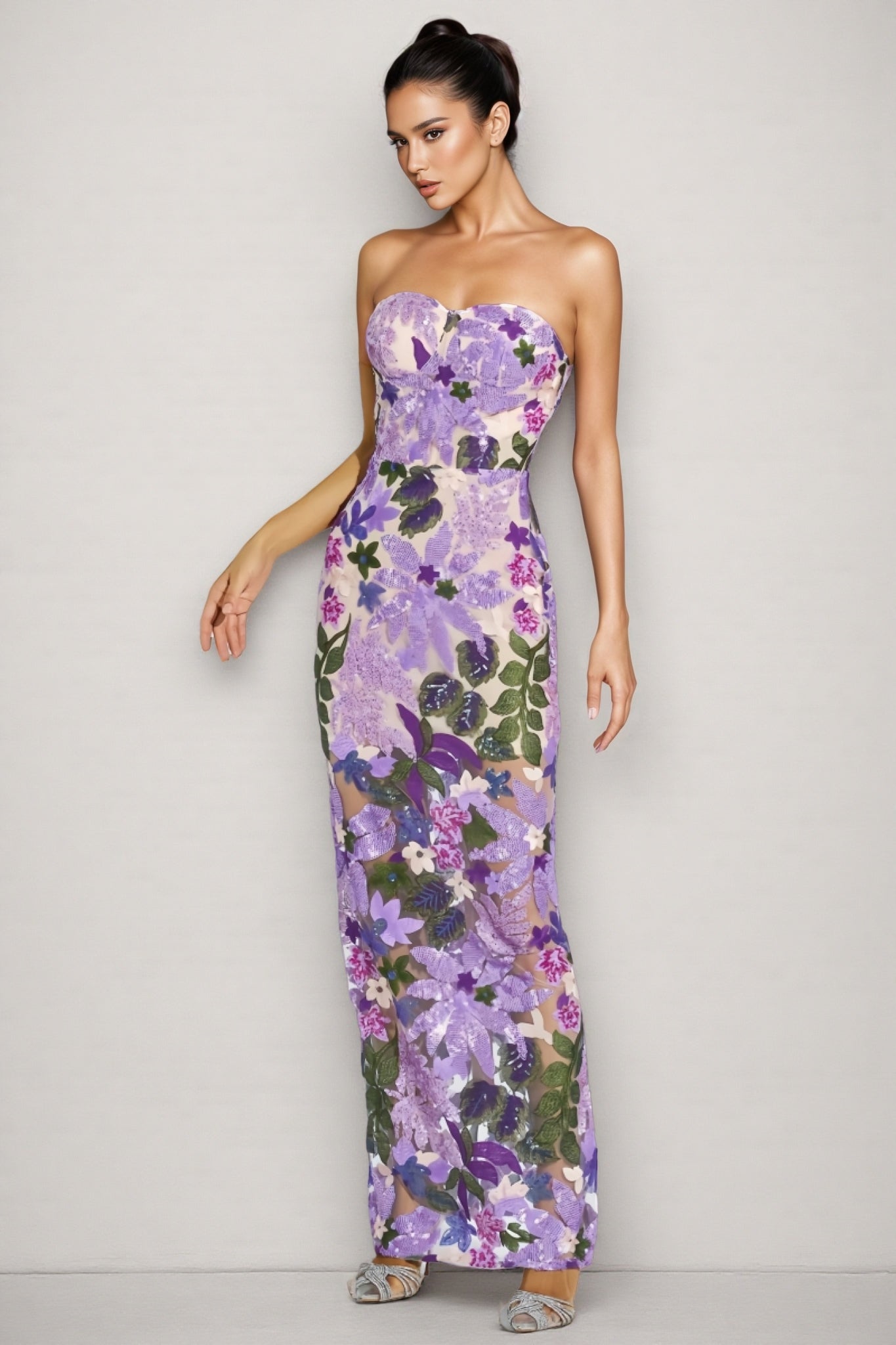 Rinia Sequin Maxi Dress-purple