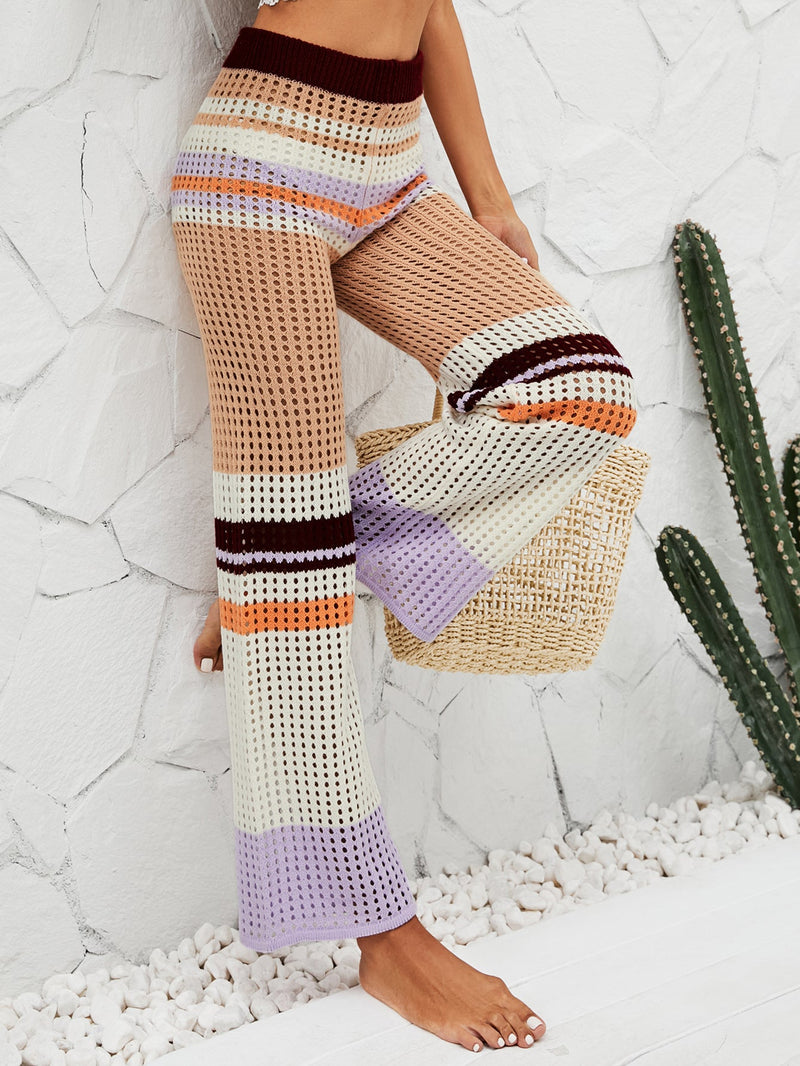 Bee Crochet Wide Leg Pants - Khaki