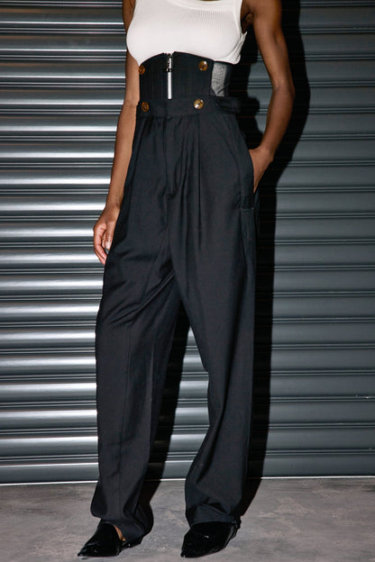 Kiara Fishbone Button Pants