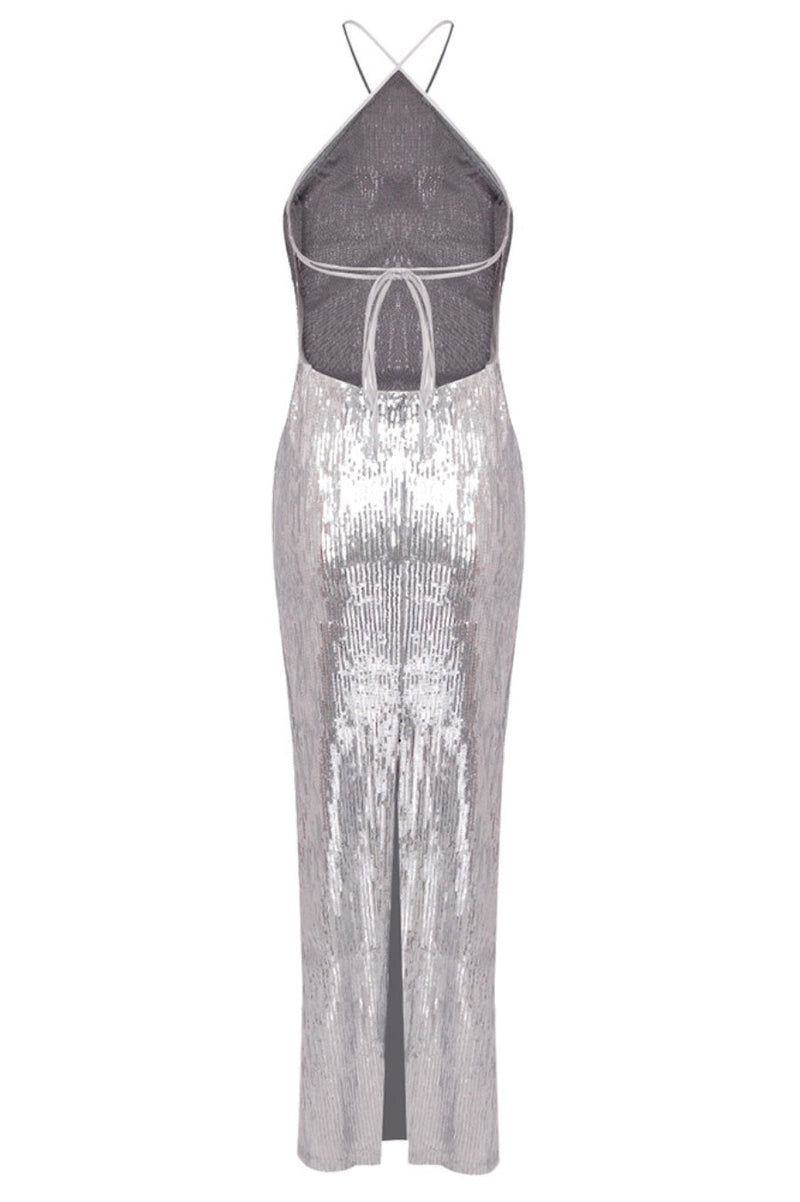 Kiara Sequin Backless Maxi Dress