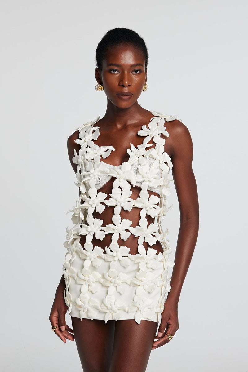 Kira Flower Cutout Sleeveless Mini Dress