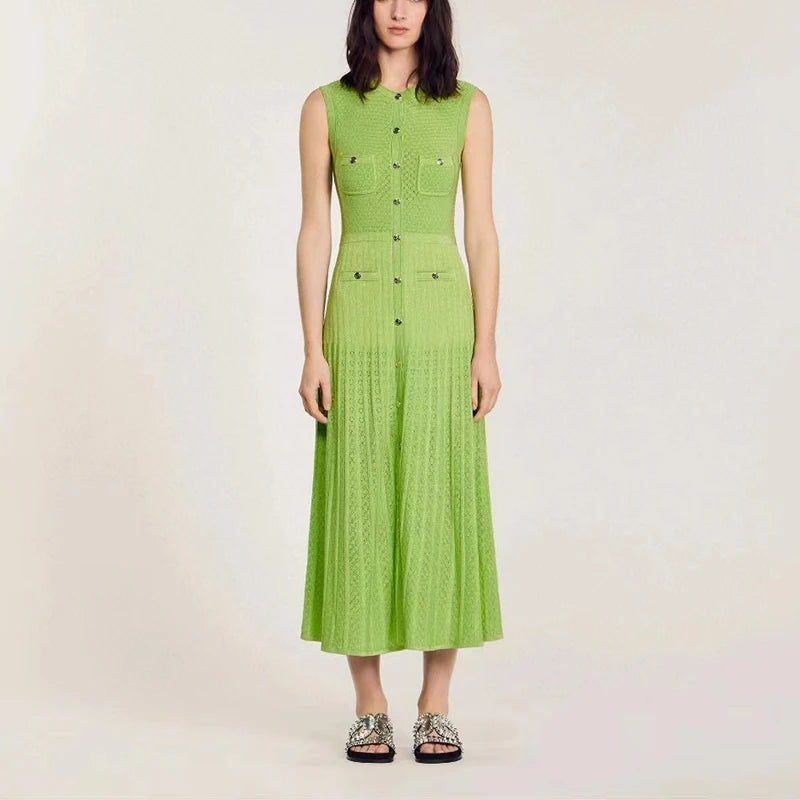 Sleeveless Knit Long Dress - Summer