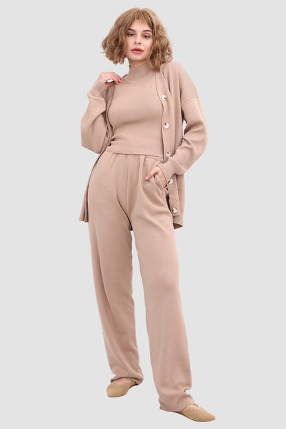 Knit Crop Tank Top & Pants & Robe