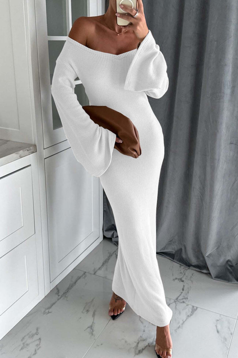 Knitted Bell Sleeve Mermaid Dress
