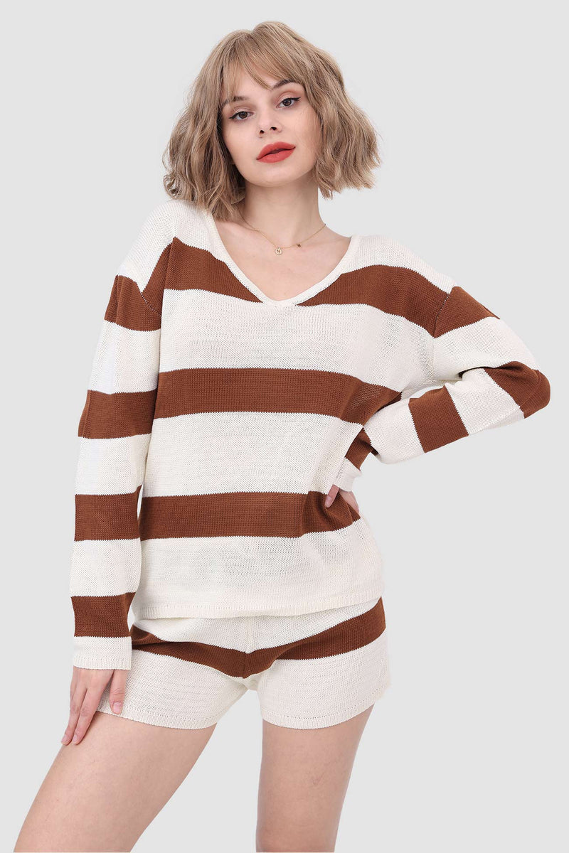 Knitted Stripe Two Piece Set