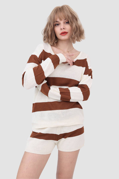 Knitted Stripe Two Piece Set