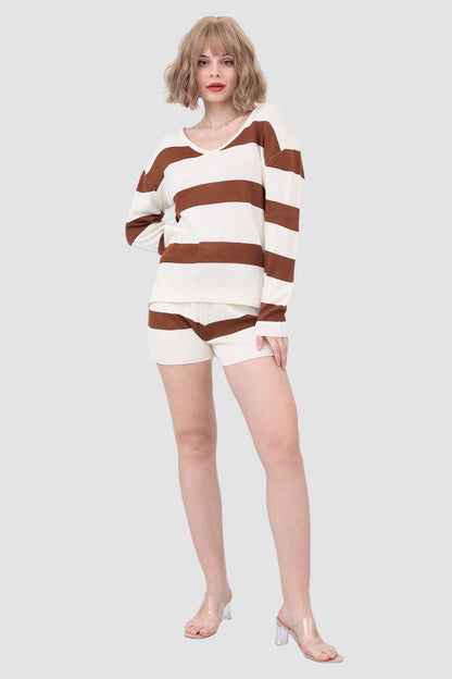 Knitted Stripe Two Piece Set