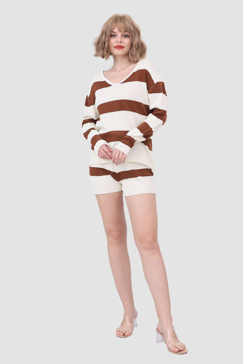 Knitted Stripe Two Piece Set