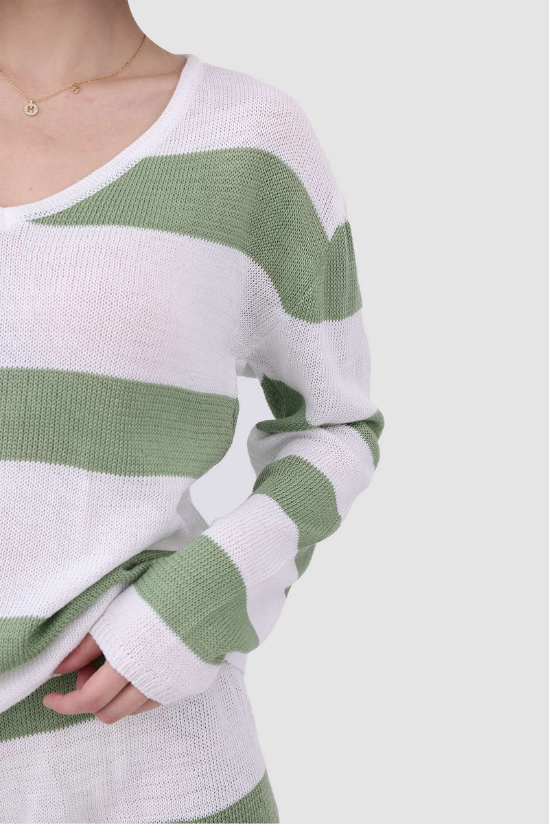 Knitted Stripe Two Piece Set