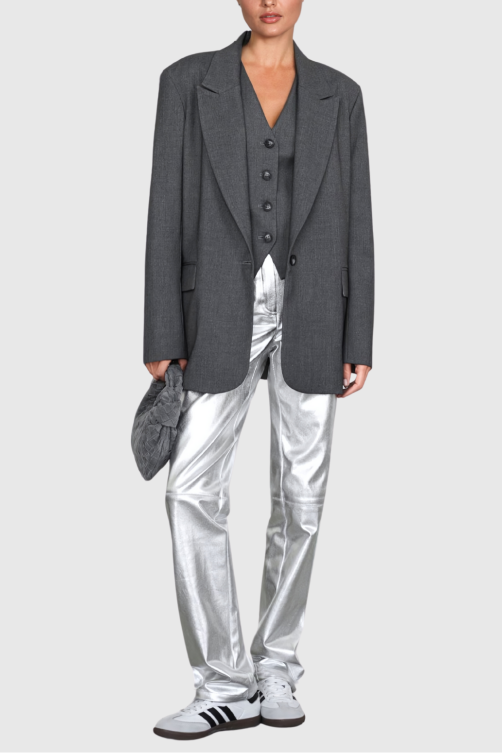Kshiti Metallic Pants in Silver