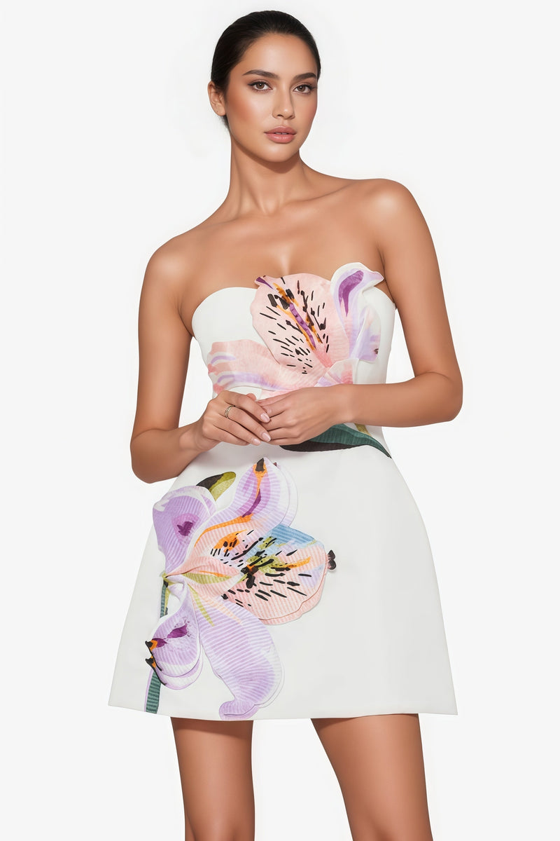 Raldrek White Bustier Mini Dress