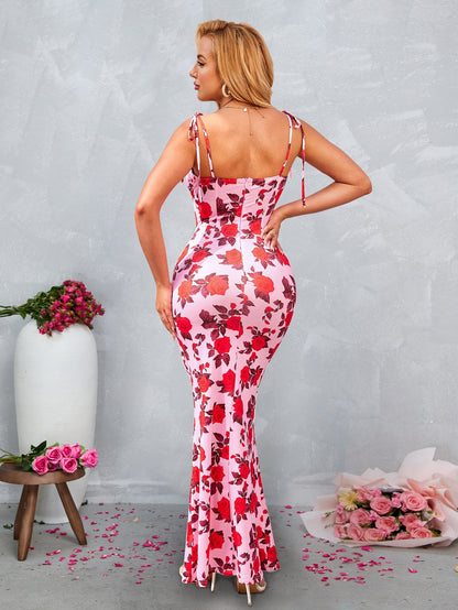 Lace-up Straps Tie Front Bodycon Dress(petite Version)