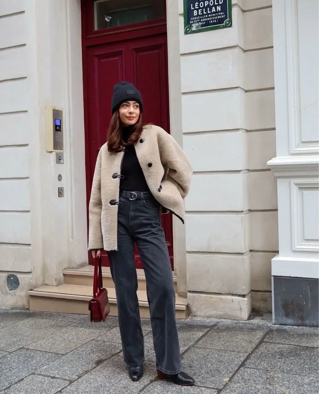 Lamb Wool Contrast Plush Warm Autumn Winter Long Sleeve Loose Coat