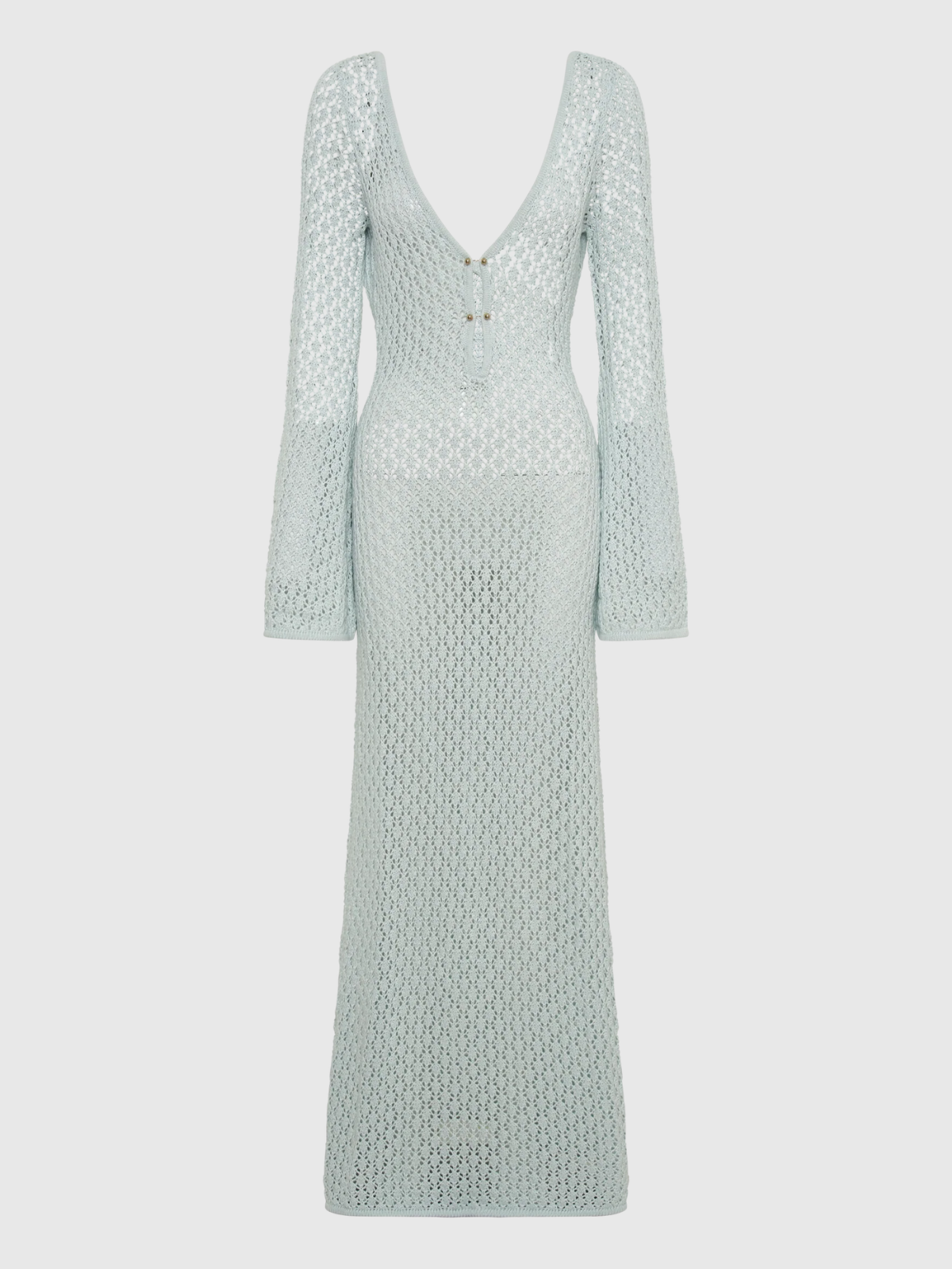 Lana Knit Cutout Plunge Maxi Dress in Blue
