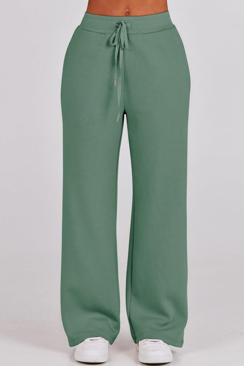 Lapel Zip-up Sweatshirt Wide Leg Long Pants Set