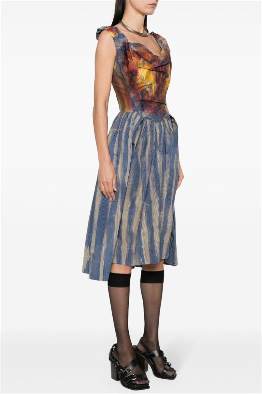Larissa Bustier Striped Midi Dress