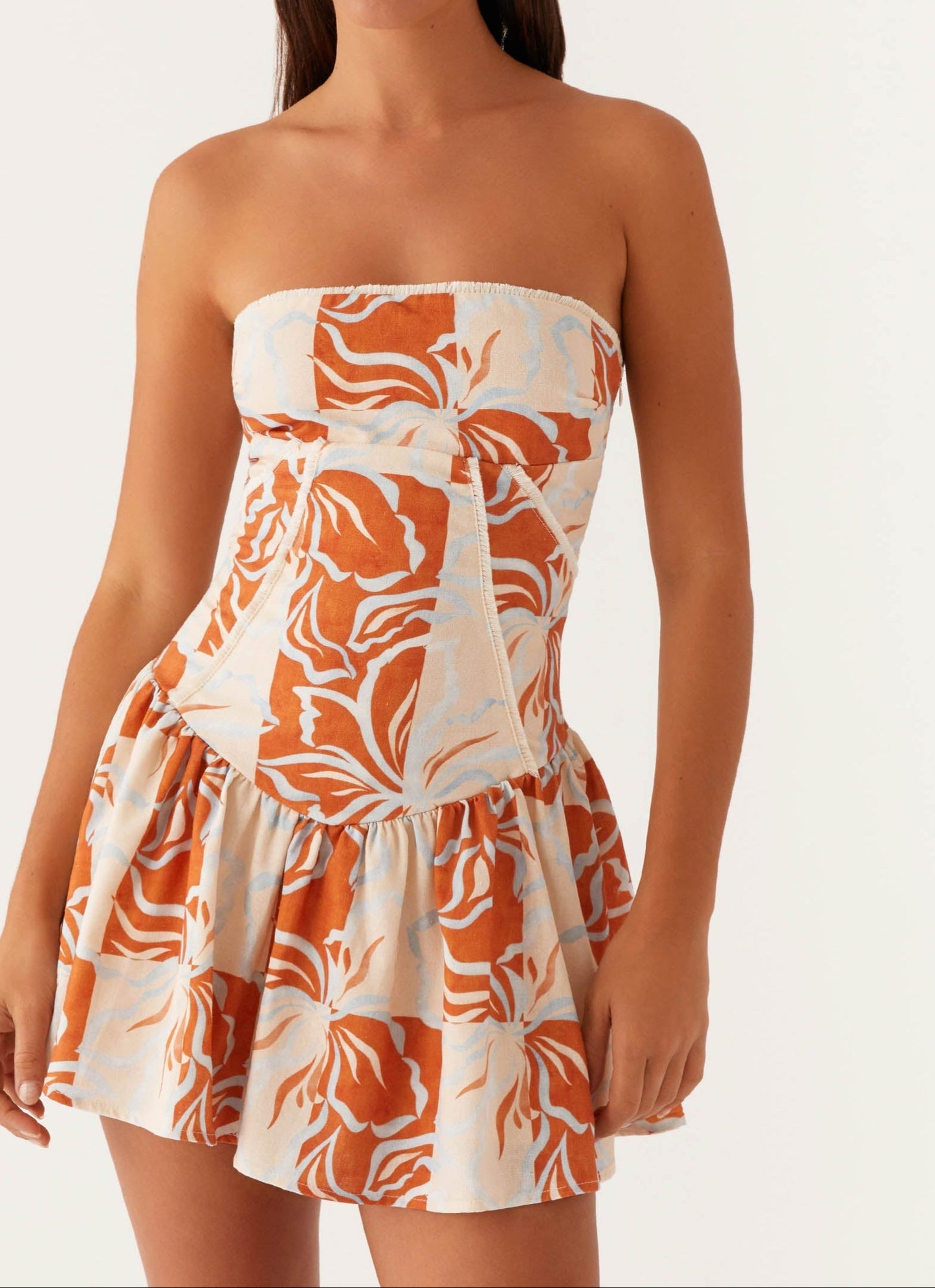 Paulina Mini Dress - Orange Blue