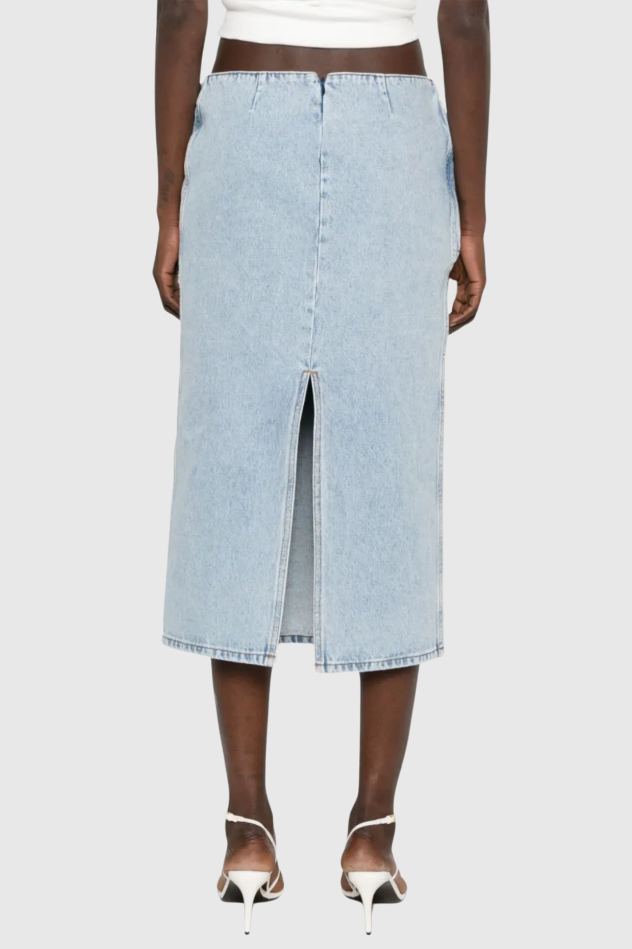 Laundra Appliqué Denim Midi Skirt