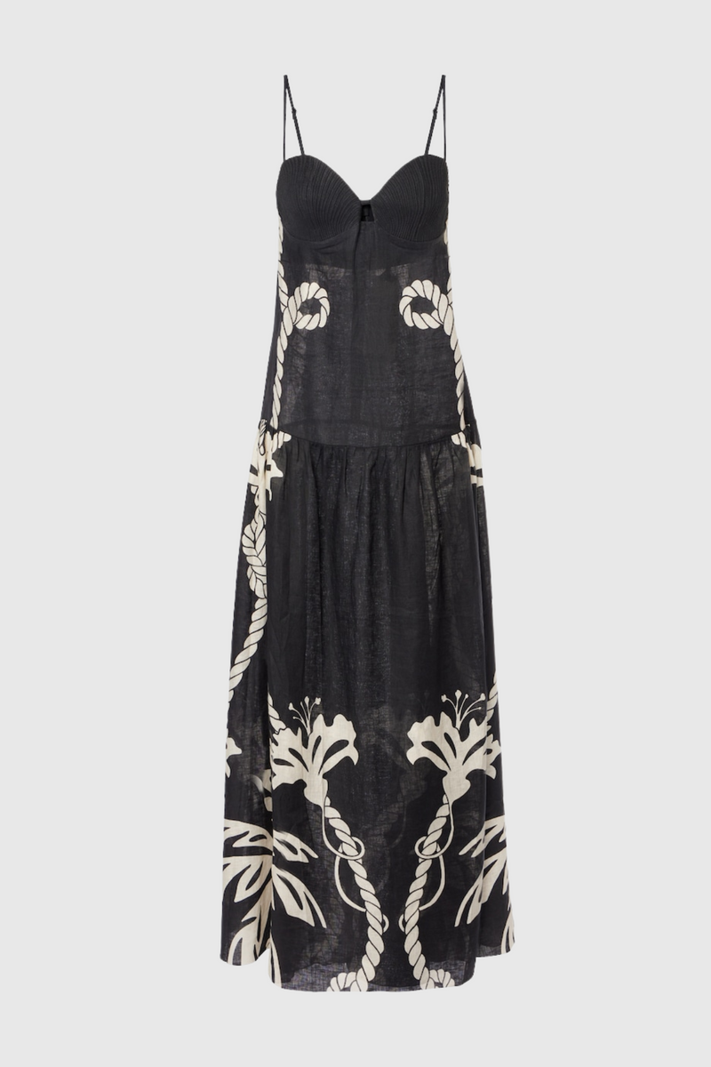 Lawerey Print Linen Maxi Dress