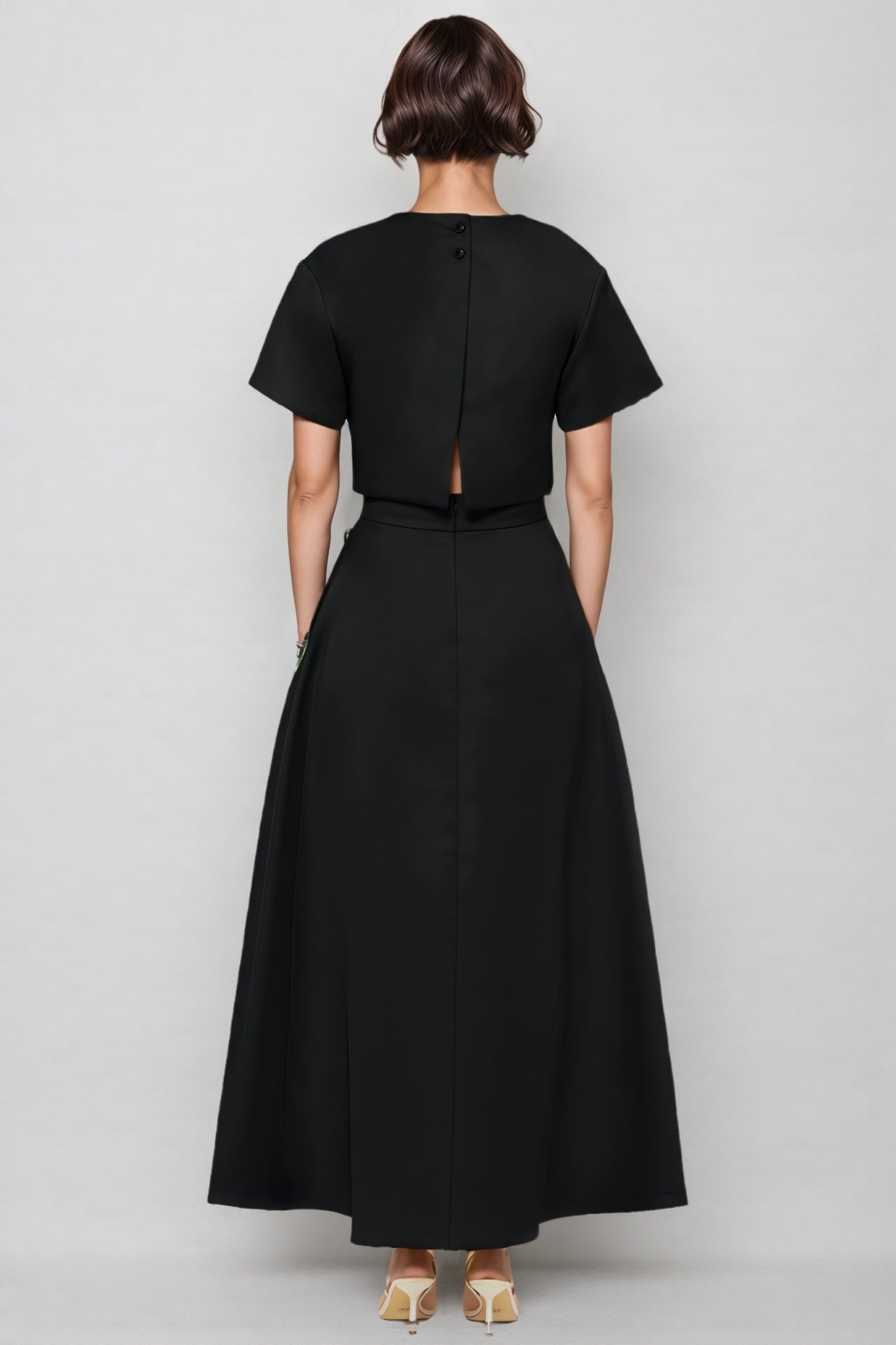 Ilany Black 3d Maxi Dress Set