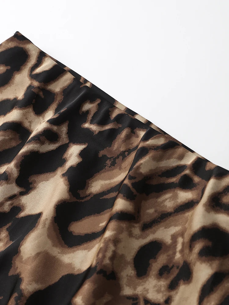 Leopard Print High Waist Slim Midi Beach Holiday Skirt
