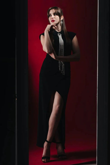 Liberty Sleeveless Maxi Dress-black