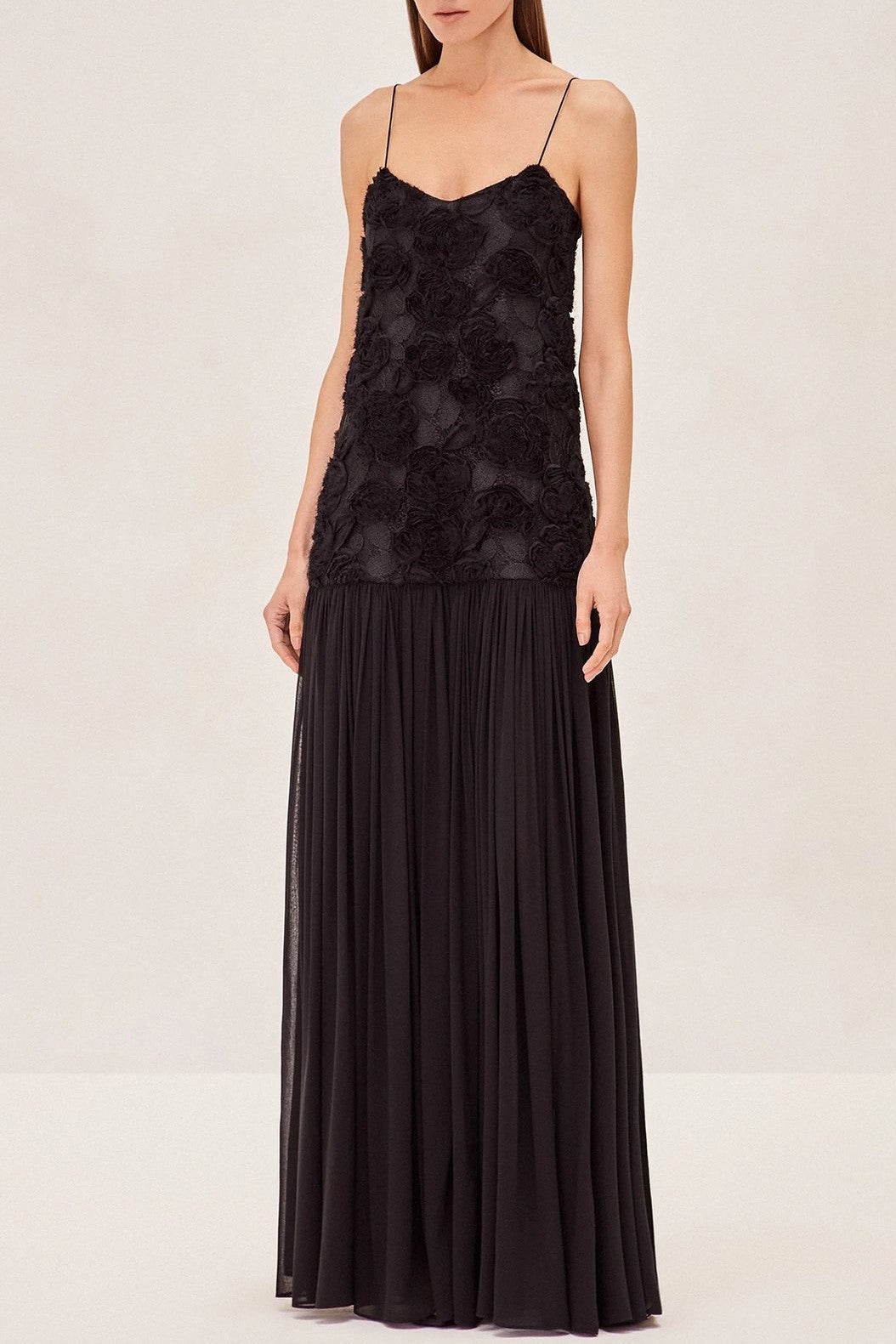 Lillie Spaghetti Ruffle Maxi Dress - Black