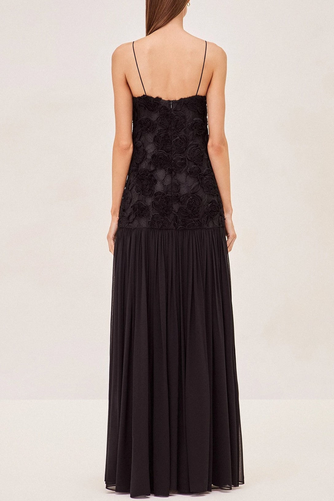 Lillie Spaghetti Ruffle Maxi Dress - Black