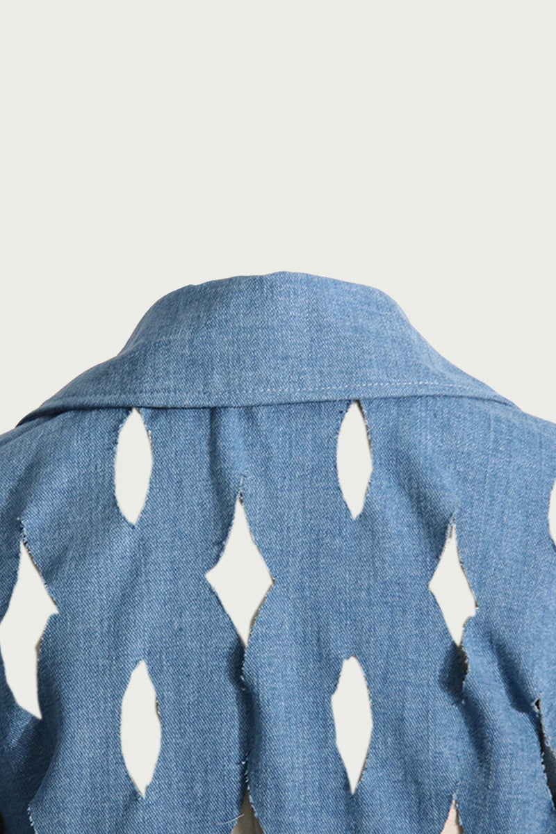 Lilly Geometric Cutout Denim Coat