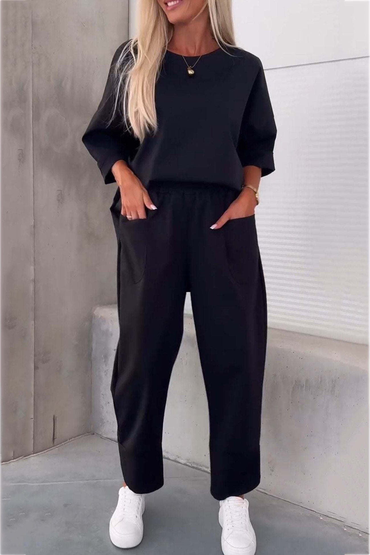 Long Sleeve Pullover Harem Pants Set