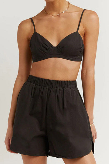 Long Sleeve Shirt Vest Three-piece Shorts Set