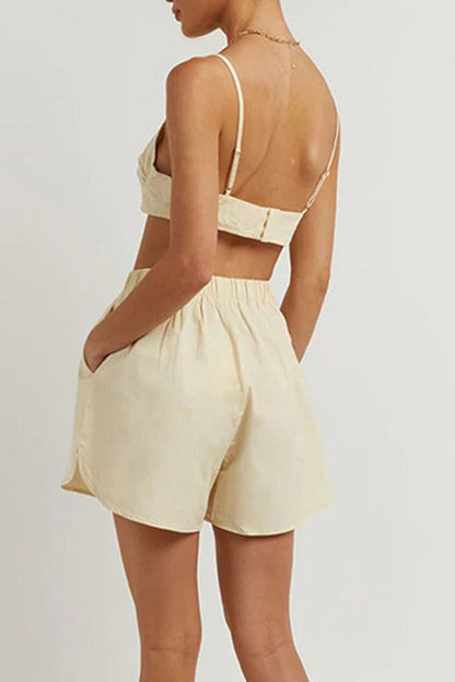 Long Sleeve Shirt Vest Three-piece Shorts Set