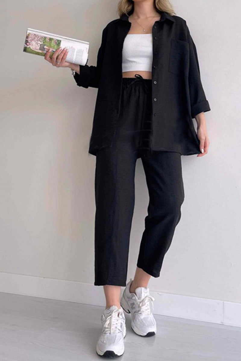 Long Sleeve Color Shirt Long Pants Set