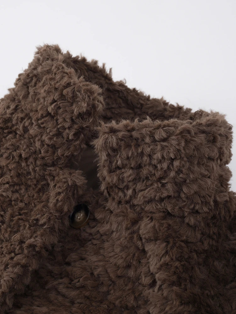 Loose Plush Autumn Winter Stand Single-breasted Long Hairy Soft Coat
