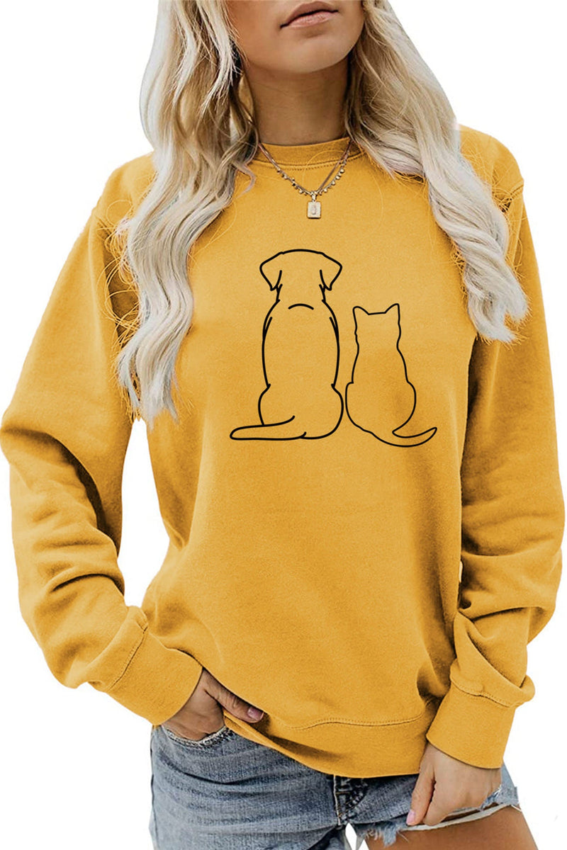 Dog & Kitty Graphic Sweatshirt