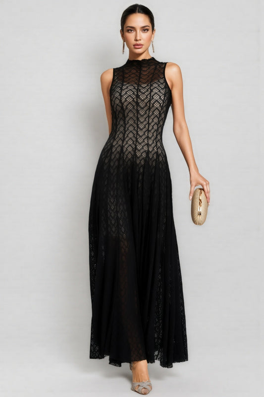 Hutt Black Lace Sleeveless Maxi Dress