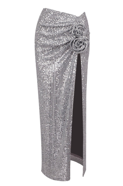 Lyric Sequin Slit Maxi Skirt