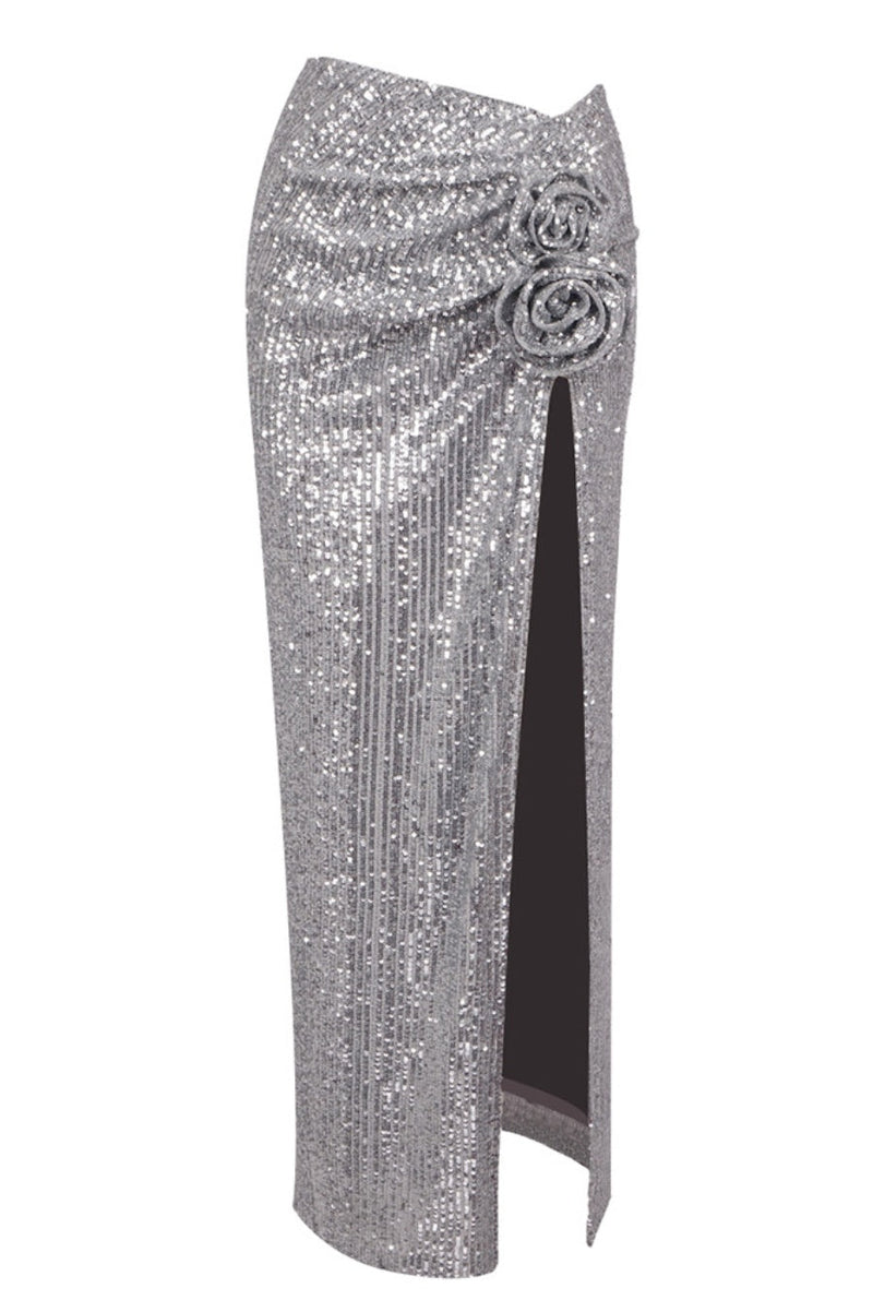 Lyric Sequin Slit Maxi Skirt