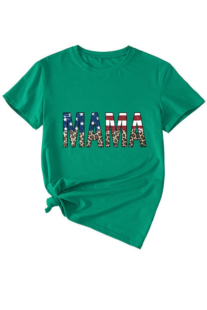 Mama Flag Leopard Print T-shirt
