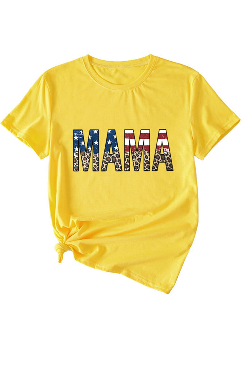 Mama Flag Leopard Print T-shirt